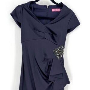 Elegant Navy Dress with Embellishment